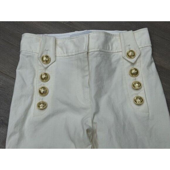 Derek Lam 10 Crosby Womens Gold Button Robertson Flared Pants White Size 0 NWT - Picture 4 of 13